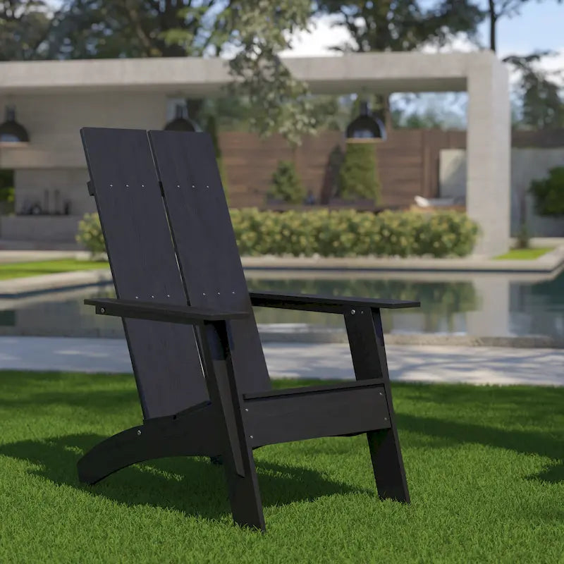 Modern Dual Slat Back Indoor/Outdoor Adirondack Patio Chair