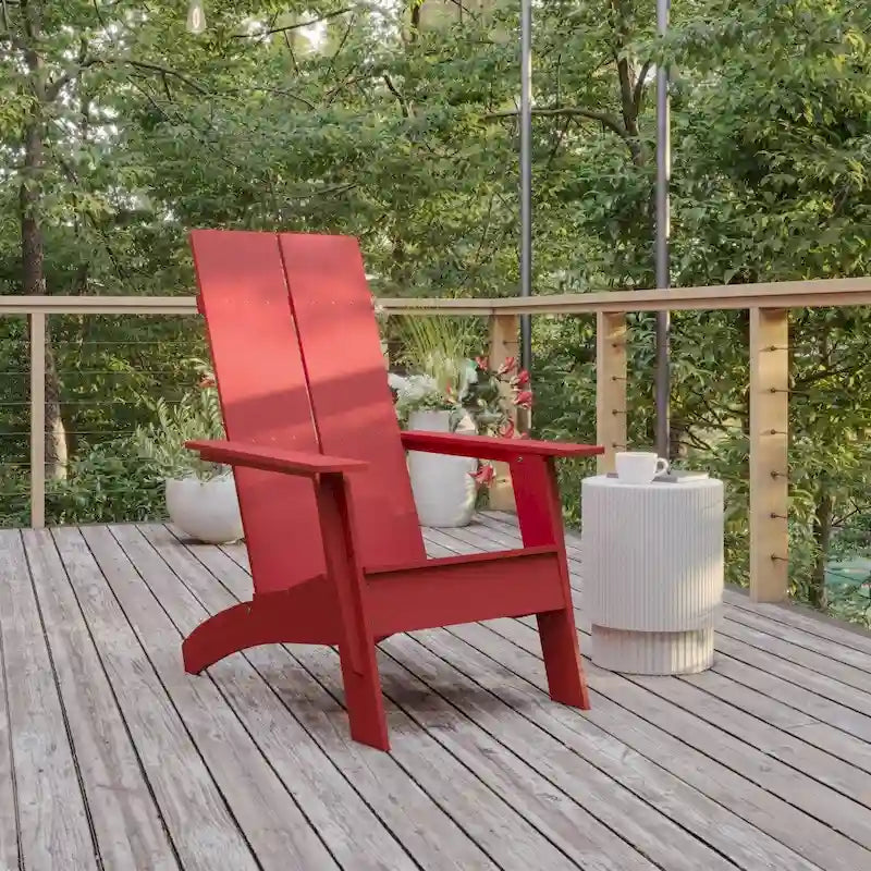 Modern Dual Slat Back Indoor/Outdoor Adirondack Patio Chair