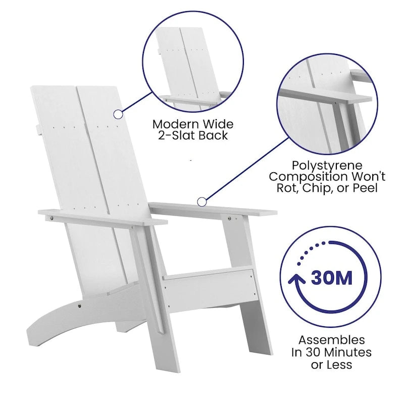 Modern Dual Slat Back Indoor/Outdoor Adirondack Patio Chair
