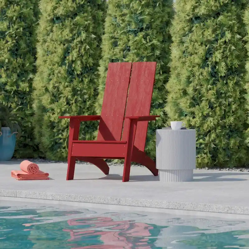 Modern Dual Slat Back Indoor/Outdoor Adirondack Patio Chair