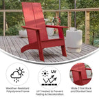 Modern Dual Slat Back Indoor/Outdoor Adirondack Patio Chair