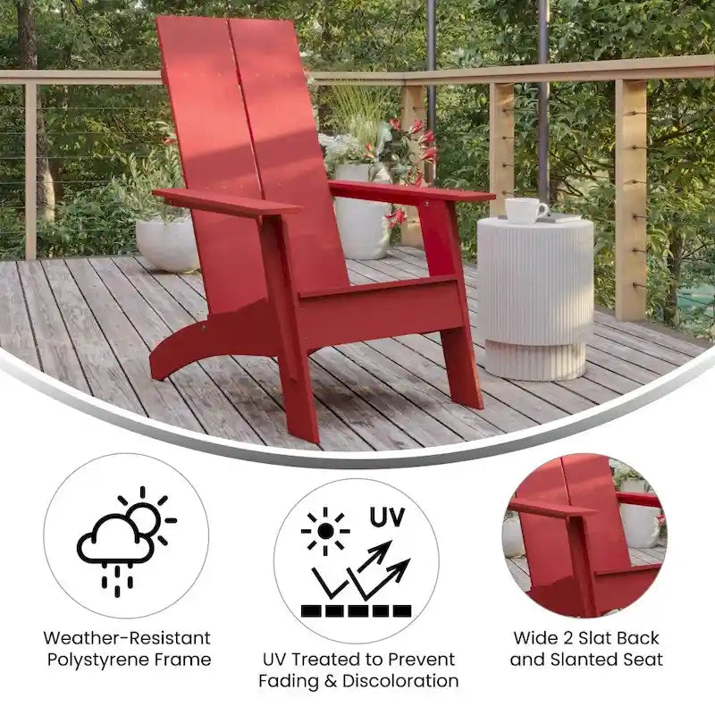Modern Dual Slat Back Indoor/Outdoor Adirondack Patio Chair