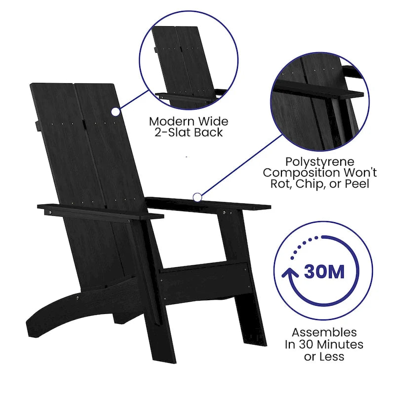 Modern Dual Slat Back Indoor/Outdoor Adirondack Patio Chair