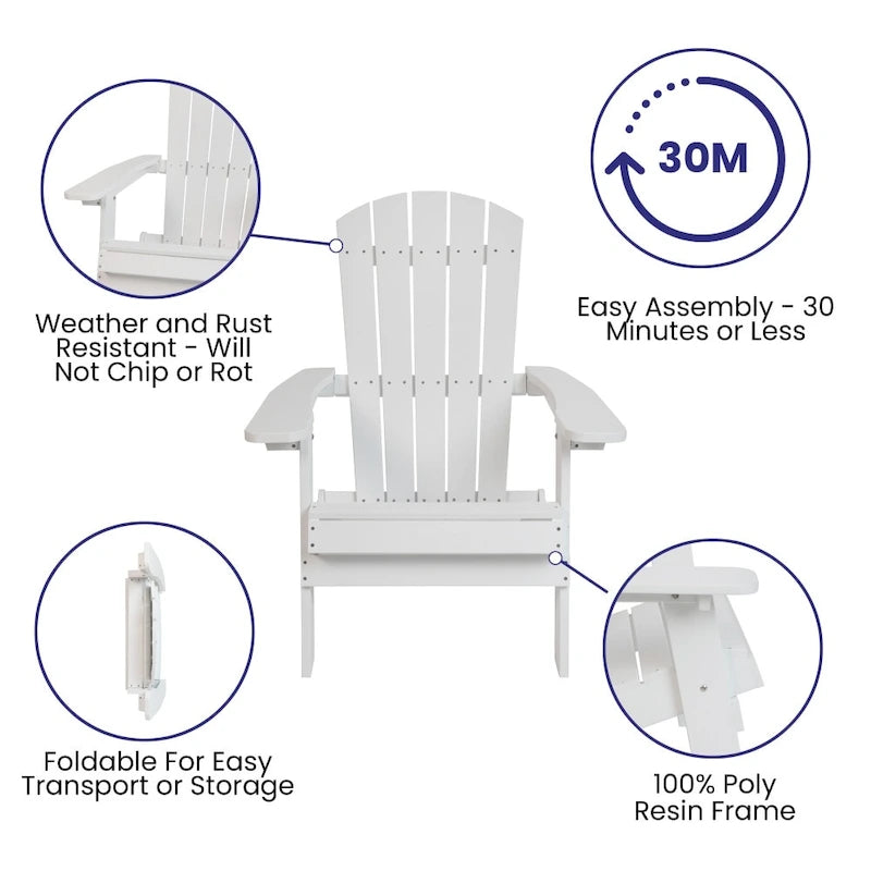 Poly-resin Folding Adirondack Indoor/Outdoor Patio Chair (Set of 4)