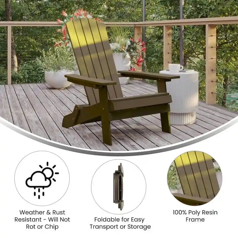 Poly-resin Folding Adirondack Indoor/Outdoor Patio Chair (Set of 4)