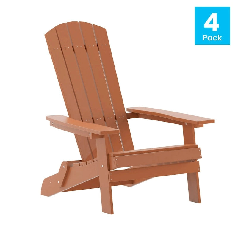 Poly-resin Folding Adirondack Indoor/Outdoor Patio Chair (Set of 4)