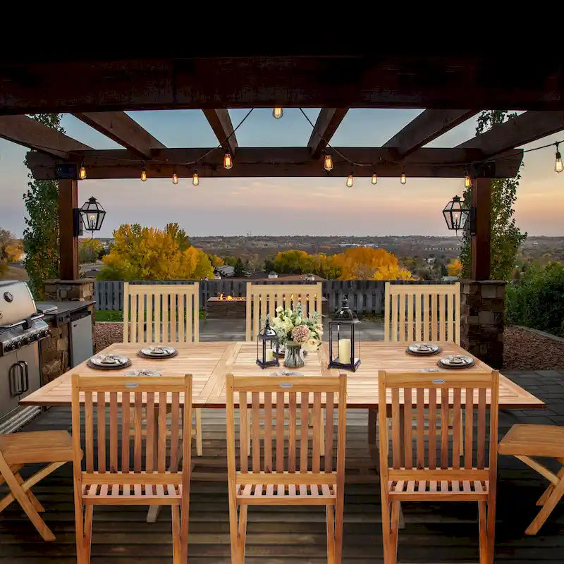 Seven Seas Teak San Juan Teak Wood Rectangular Outdoor Patio Extension Table, 71 to 94 inch (Table Only)