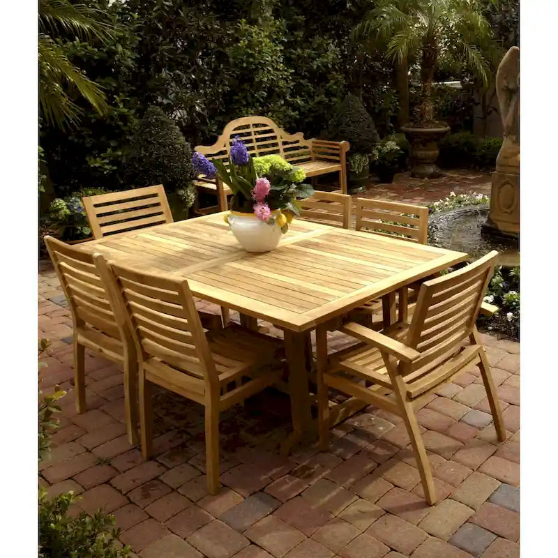 Seven Seas Teak San Juan Teak Wood Rectangular Outdoor Patio Extension Table, 71 to 94 inch (Table Only)