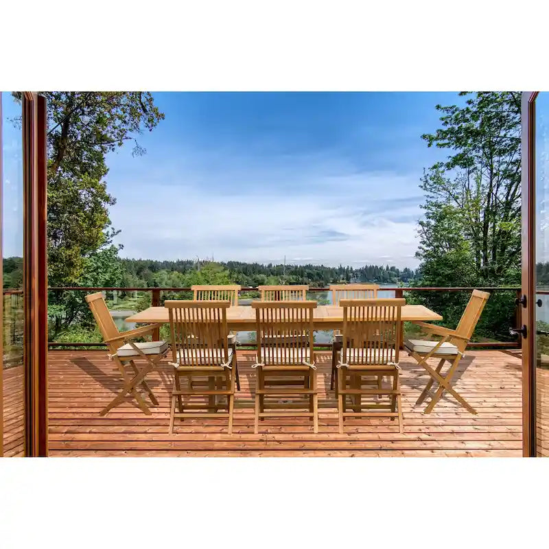 Seven Seas Teak San Juan Teak Wood Rectangular Outdoor Patio Extension Table, 71 to 94 inch (Table Only)