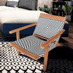 Chic Teak Paris Teak Wood Patio Lounge and Dining Chair, Black and White