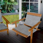 Chic Teak Paris Teak Wood Patio Lounge and Dining Chair, Black and White