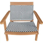 Chic Teak Paris Teak Wood Patio Lounge and Dining Chair, Black and White
