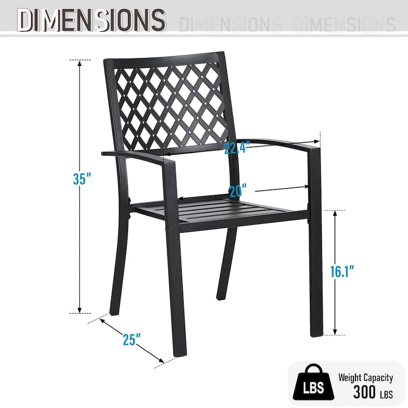 Black Metal Rectangular Dining Set - 6 Pieces with Swivel Chairs