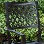 Black Metal Rectangular Dining Set - 6 Pieces with Swivel Chairs