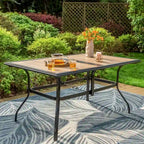 Black Metal Rectangular Dining Set - 6 Pieces with Swivel Chairs