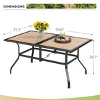 Black Metal Rectangular Dining Set - 6 Pieces with Swivel Chairs