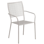 35-inch Round Steel 3-piece Patio Table Set with Square Back Chairs