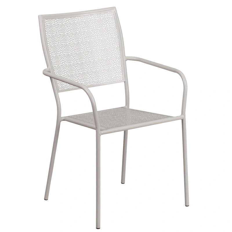 35-inch Round Steel 3-piece Patio Table Set with Square Back Chairs