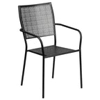 35-inch Round Steel 3-piece Patio Table Set with Square Back Chairs