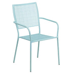 35-inch Round Steel 3-piece Patio Table Set with Square Back Chairs