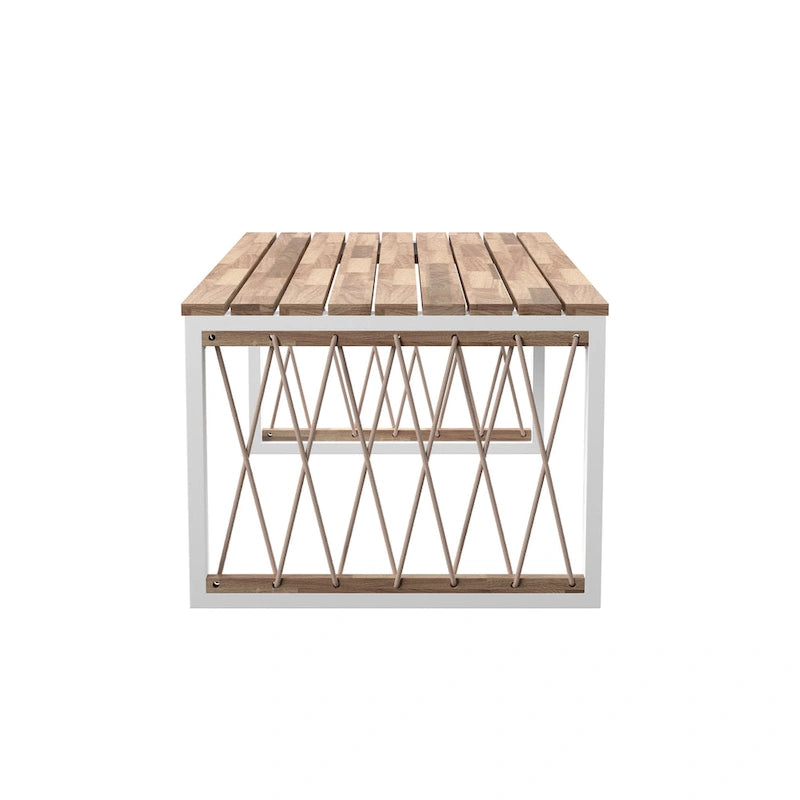 SEI Furniture Wilsey Contemporary Natural Acacia Wood Coffee Table with Rope Detail
