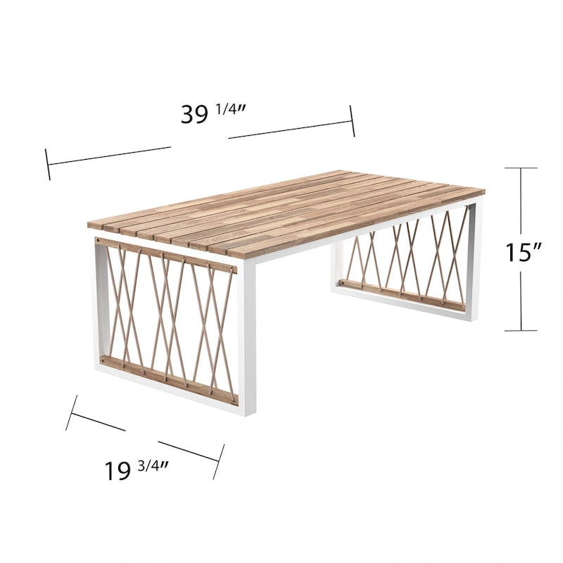 SEI Furniture Wilsey Contemporary Natural Acacia Wood Coffee Table with Rope Detail