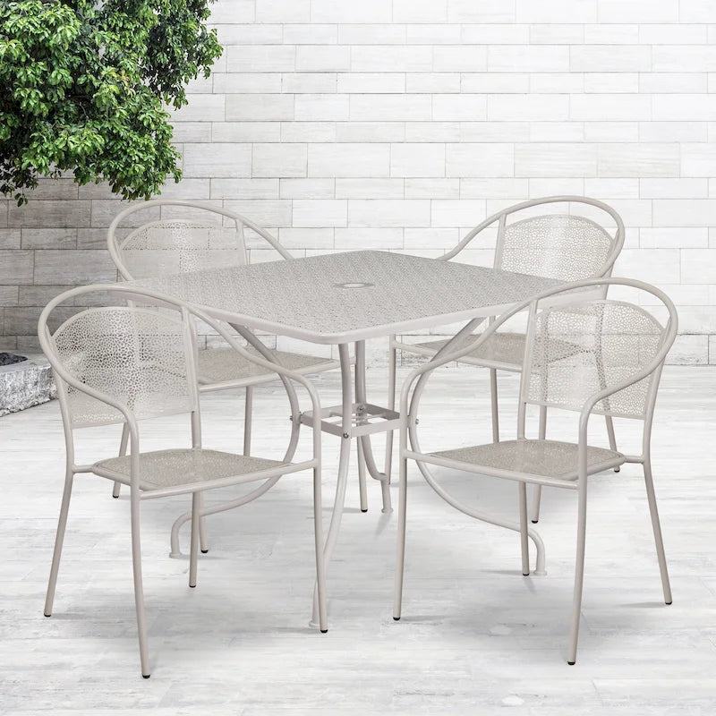 35.5-inch Square 5-piece Indoor/ Outdoor Steel Dining Set