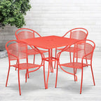 35.5-inch Square 5-piece Indoor/ Outdoor Steel Dining Set