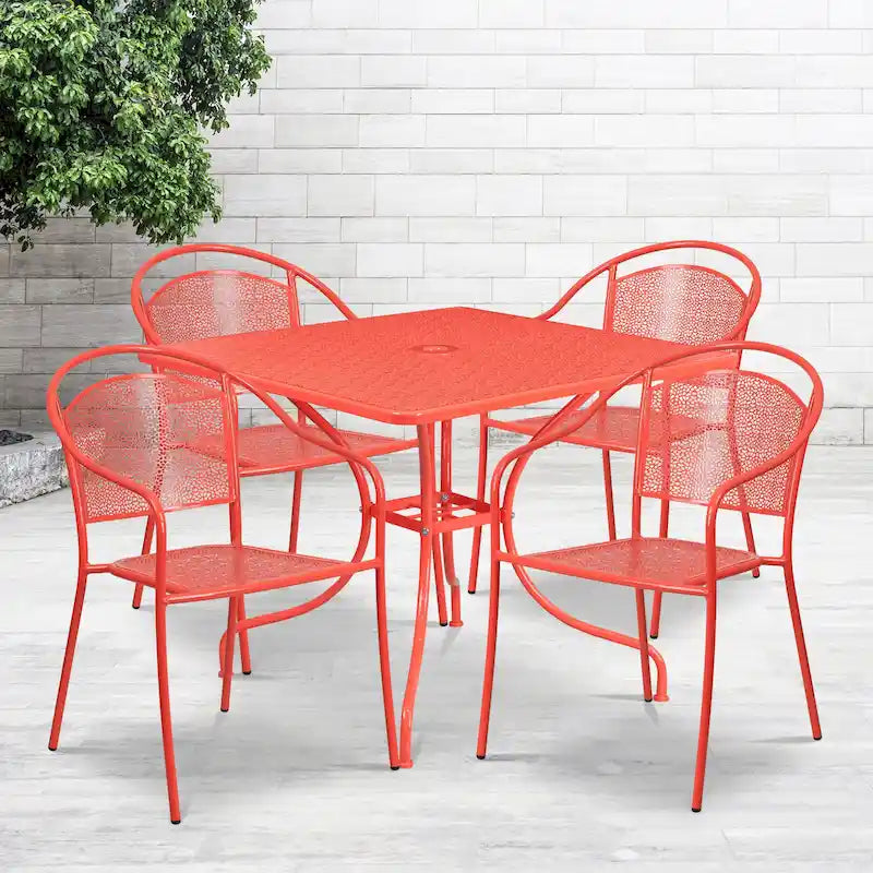 35.5-inch Square 5-piece Indoor/ Outdoor Steel Dining Set