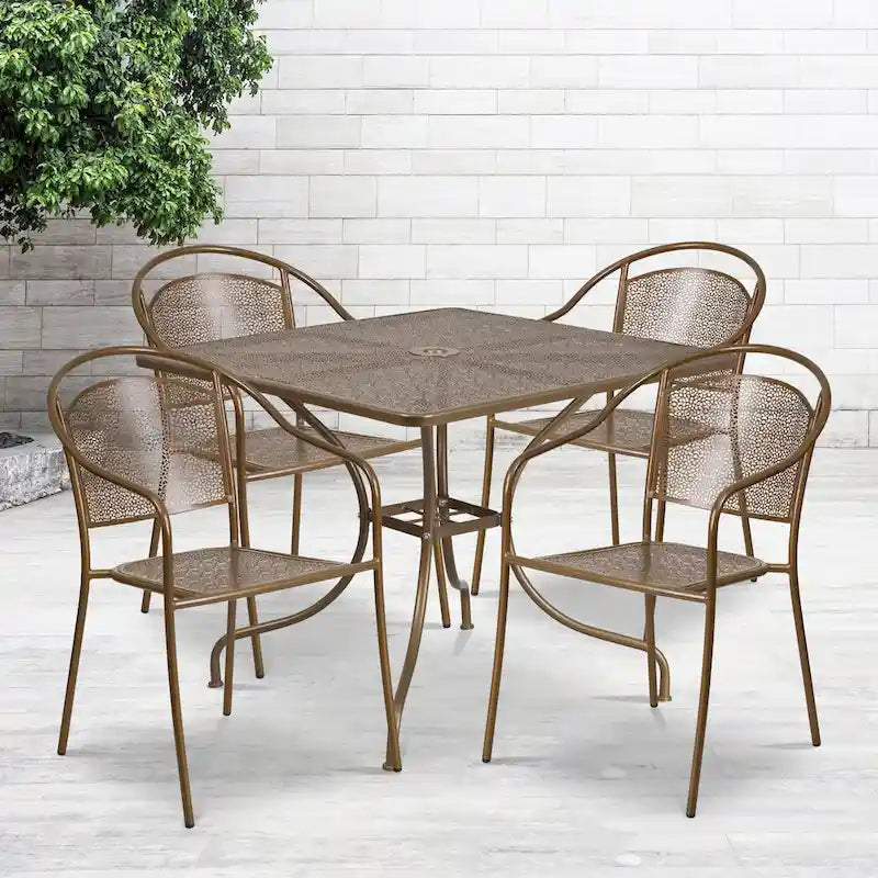 35.5-inch Square 5-piece Indoor/ Outdoor Steel Dining Set