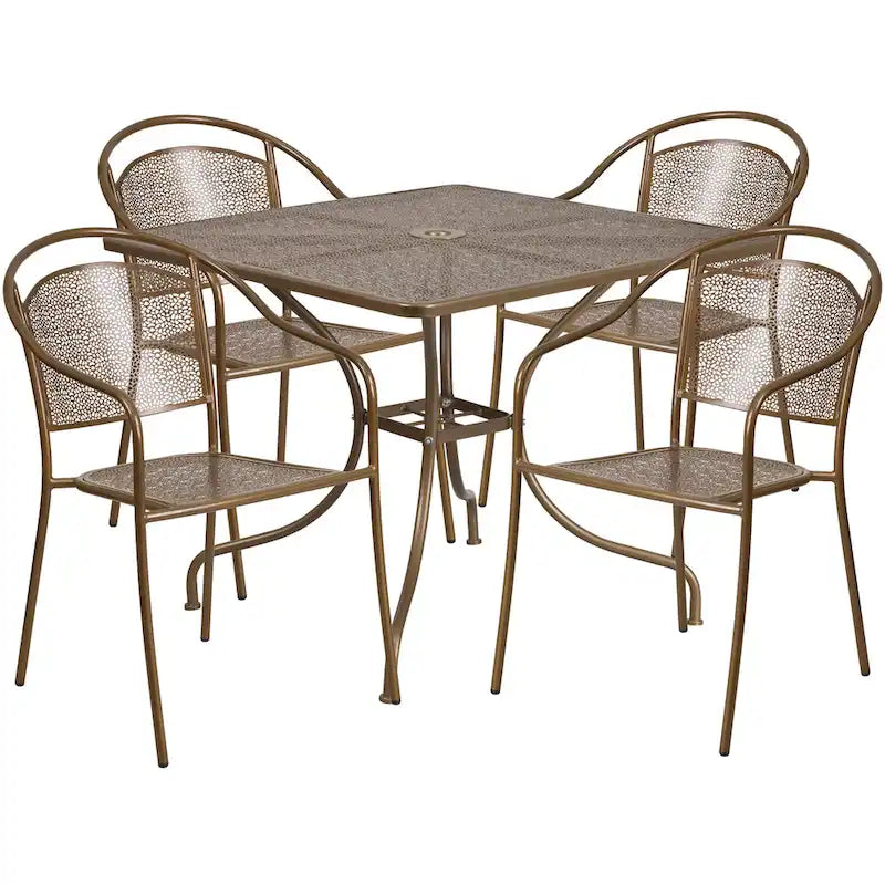35.5-inch Square 5-piece Indoor/ Outdoor Steel Dining Set