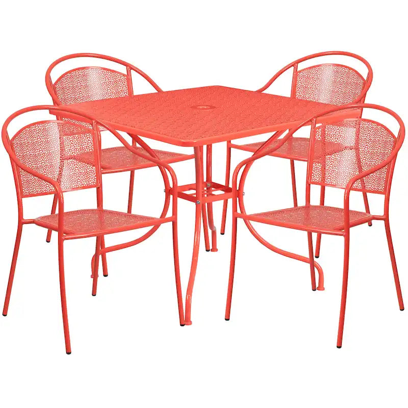 35.5-inch Square 5-piece Indoor/ Outdoor Steel Dining Set