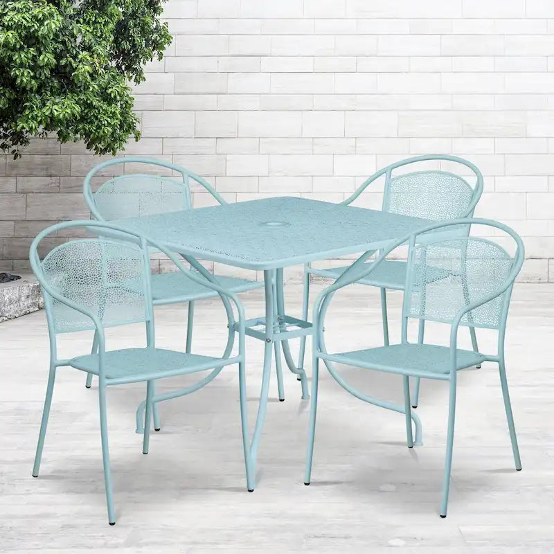 35.5-inch Square 5-piece Indoor/ Outdoor Steel Dining Set