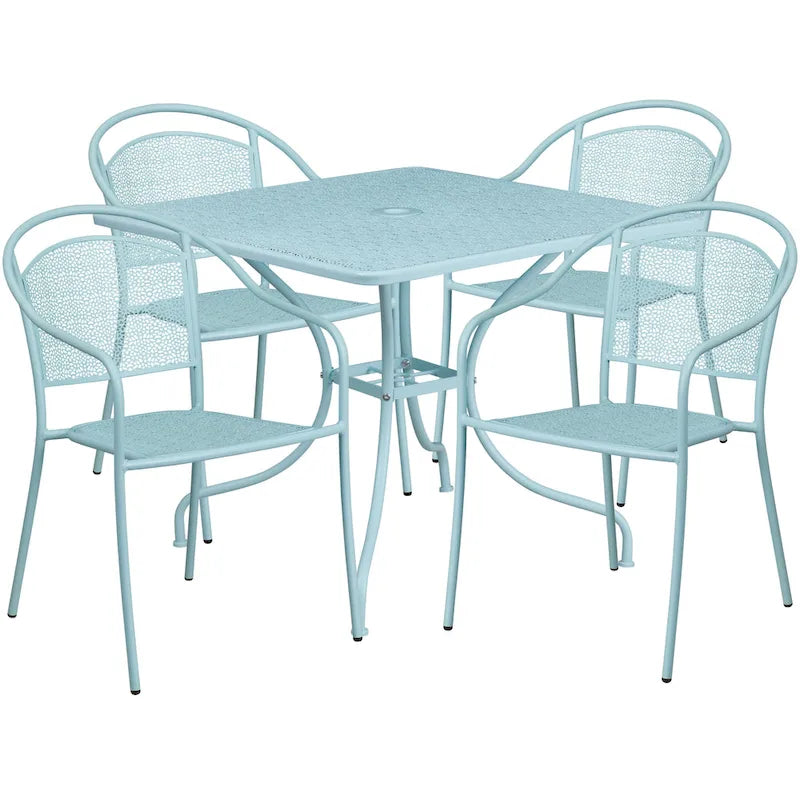 35.5-inch Square 5-piece Indoor/ Outdoor Steel Dining Set