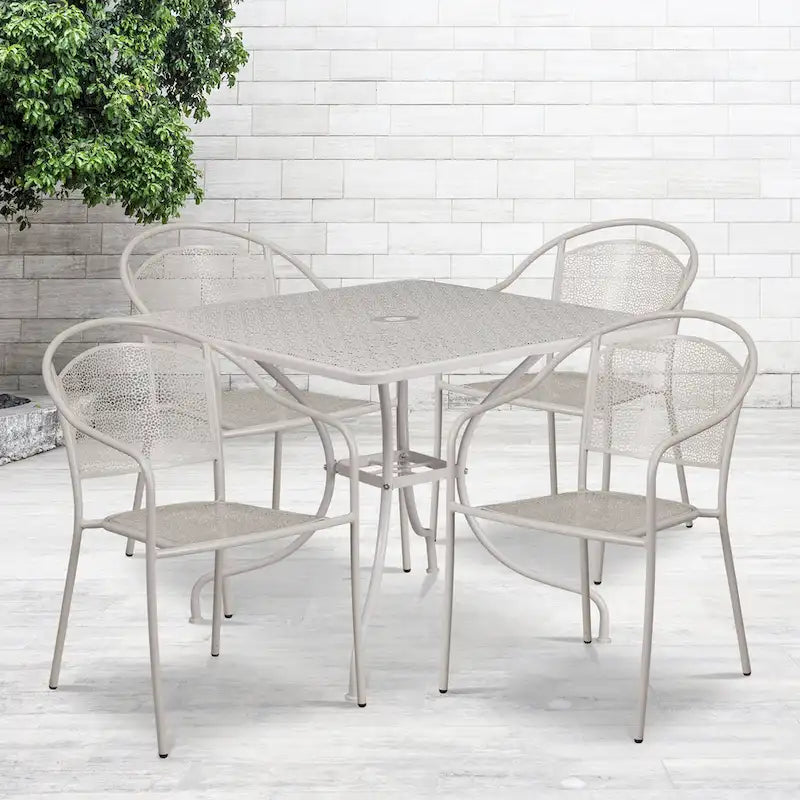 35.5-inch Square 5-piece Indoor/ Outdoor Steel Dining Set