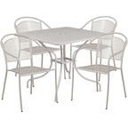 35.5-inch Square 5-piece Indoor/ Outdoor Steel Dining Set