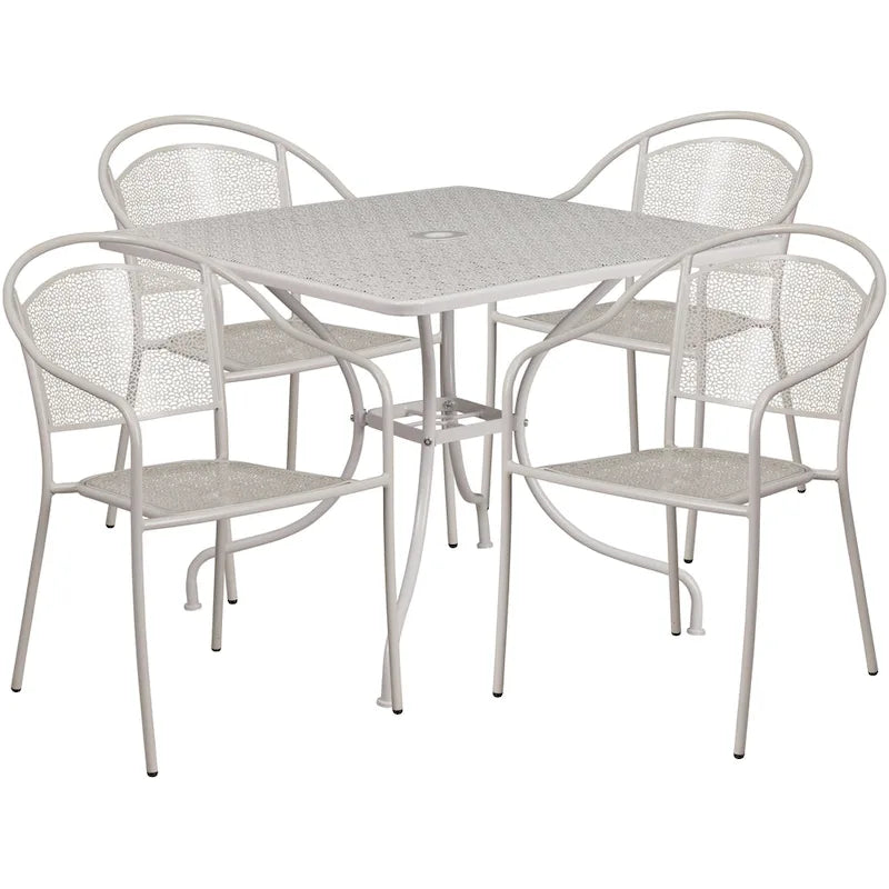 35.5-inch Square 5-piece Indoor/ Outdoor Steel Dining Set