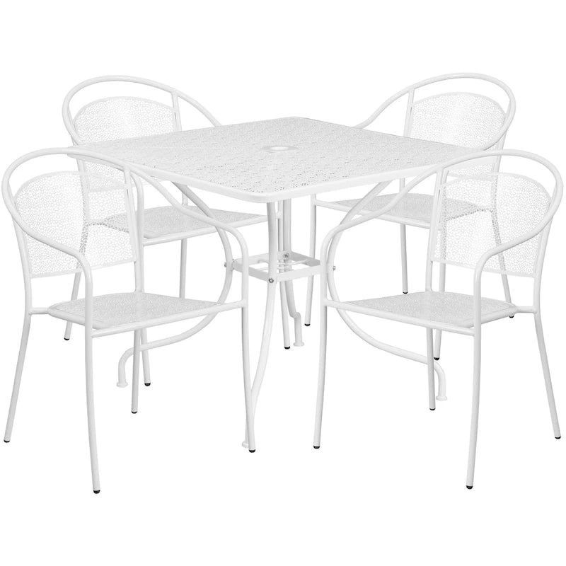 35.5-inch Square 5-piece Indoor/ Outdoor Steel Dining Set