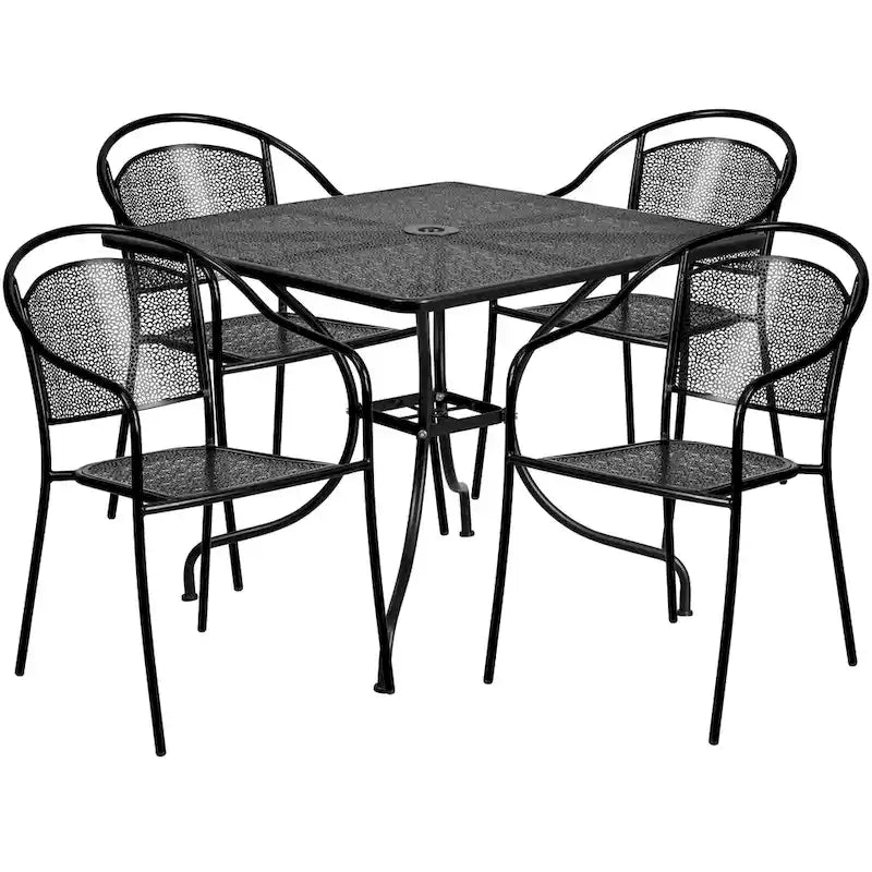 35.5-inch Square 5-piece Indoor/ Outdoor Steel Dining Set