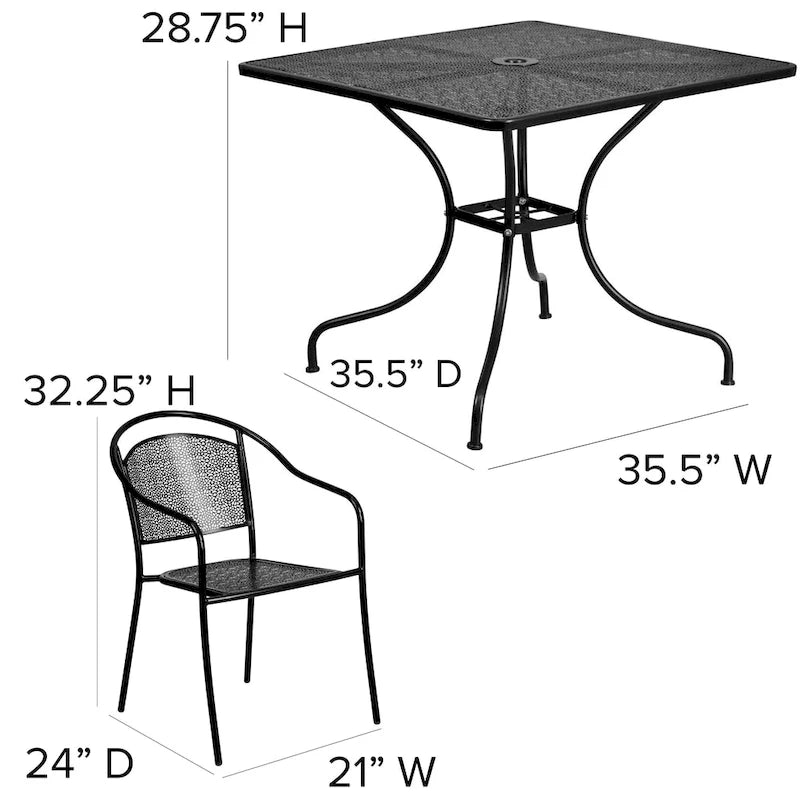35.5-inch Square 5-piece Indoor/ Outdoor Steel Dining Set
