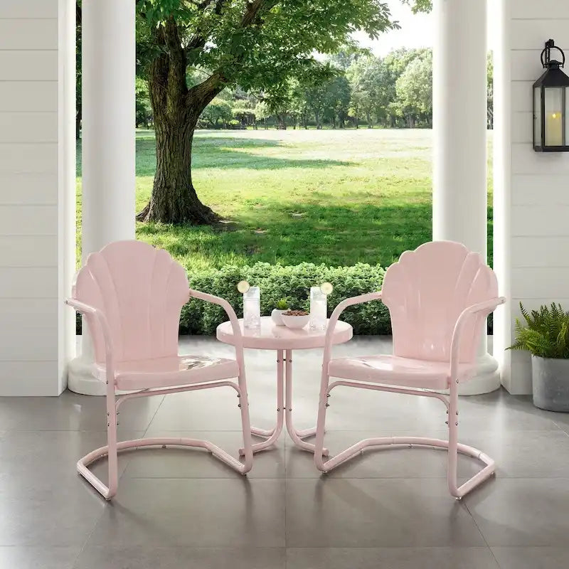 Crosley Tulip 3 Piece Outdoor Metal Armchair Set