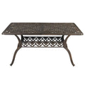 Karlhome Outdoor 59 inch Cast Aluminum Dining Table with Umbrella Hole