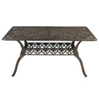 Karlhome Outdoor 59 inch Cast Aluminum Dining Table with Umbrella Hole