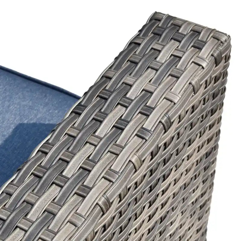 8-Piece Grey Wicker Outdoor Sectional Sofa with Fire Pit Table