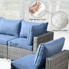 8-Piece Grey Wicker Outdoor Sectional Sofa with Fire Pit Table