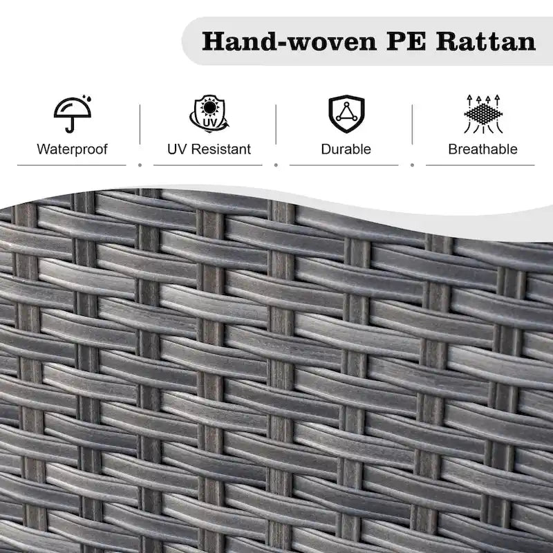 8-Piece Grey Wicker Outdoor Sectional Sofa with Fire Pit Table