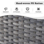 8-Piece Grey Wicker Outdoor Sectional Sofa with Fire Pit Table