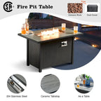 8-Piece Grey Wicker Outdoor Sectional Sofa with Fire Pit Table