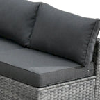 8-Piece Grey Wicker Outdoor Sectional Sofa with Fire Pit Table