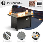 8-Piece Grey Wicker Outdoor Sectional Sofa with Fire Pit Table